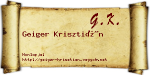 Geiger Krisztián névjegykártya